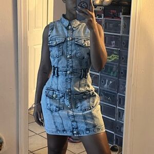 Chic Denim Sleeveless Mini Dress